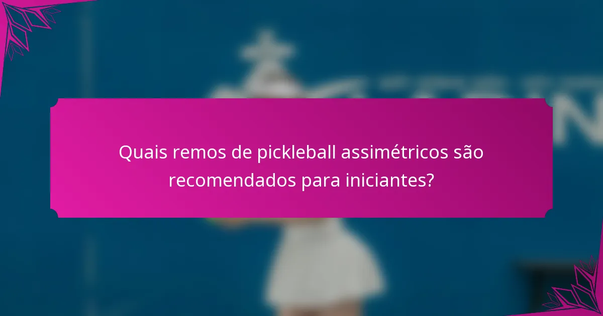 Quais remos de pickleball assimétricos são recomendados para iniciantes?