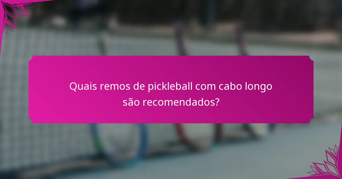 Quais remos de pickleball com cabo longo são recomendados?