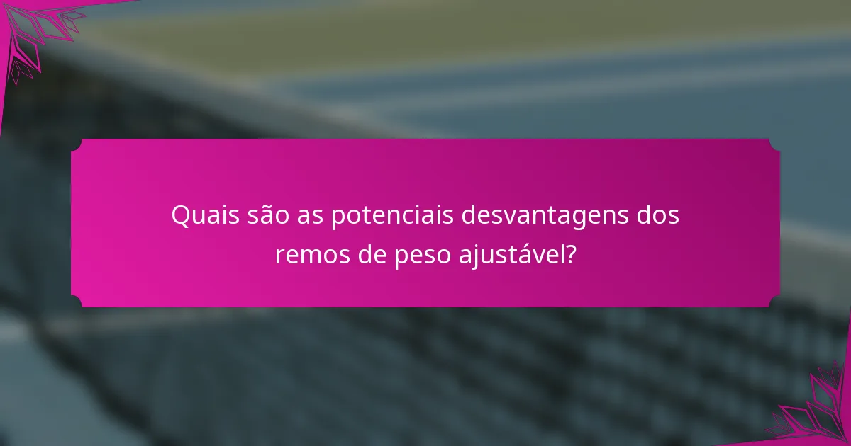 Quais são as potenciais desvantagens dos remos de peso ajustável?